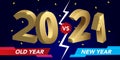 Web banner Vs fight the old year against the new year, 20 Vs 21.